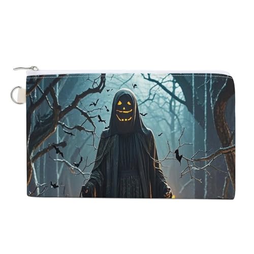 Ghosts Dance with Magic Coin Purse Canvas Wallet Cute Change Purse Small Storage Bag with Zipper, Geister verfolgen die Nacht, Einheitsgröße, Blumen und Tiere von RTFGHJS