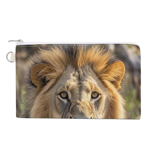 Ghosts Dance with Magic Coin Purse Canvas Wallet Cute Change Purse Small Storage Bag with Zipper, Löwe steckt die Zunge heraus, Einheitsgröße, Blumen und Tiere von RTFGHJS