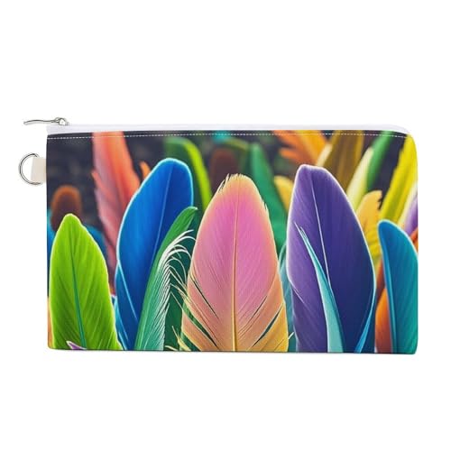 Ghosts Dance with Magic Coin Purse Canvas Wallet Cute Change Purse Small Storage Bag with Zipper, Viele Federn, Einheitsgröße, Blumen und Tiere von RTFGHJS