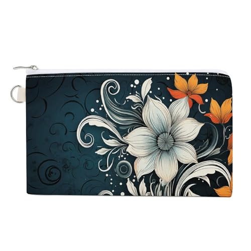 Grüner Stil Muster Münzbörse Canvas Geldbörse Niedliche Kleingeld Geldbörse Kleine Aufbewahrungstasche mit Reißverschluss, Neuheit Boho Abstrakte Blumen, Einheitsgröße, Blumen und Tiere, Abstrakte von RTFGHJS