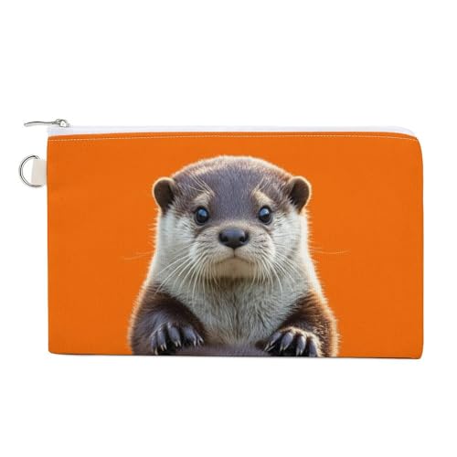Münzgeldbörse mit abstraktem Musik-Thema, Segeltuch, niedliche Kleingeldbörse, kleine Aufbewahrungstasche mit Reißverschluss, Niedlicher Otter, Einheitsgröße, Blumen und Tiere von RTFGHJS