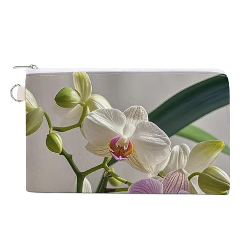 Pinguin-Geldbörse mit Weihnachtsmotiv, aus Segeltuch, niedlich, kleine Aufbewahrungstasche mit Reißverschluss, Bunte Orchideen, Einheitsgröße, Blumen und Tiere von RTFGHJS
