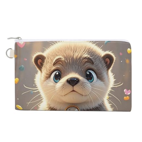 Pinguin-Geldbörse mit Weihnachtsmotiv, aus Segeltuch, niedlich, kleine Aufbewahrungstasche mit Reißverschluss, Cartoon-Otter., Einheitsgröße, Blumen und Tiere von RTFGHJS