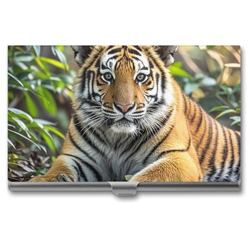RTFGHJS Big Tiger Visitenkartenhalter Metall Slim Namenskartenetui Tasche Kartenhalter für Frauen oder Männer Namenskarten Booklet für Profis, Führungskräfte von RTFGHJS