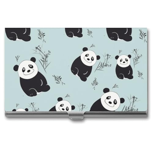 RTFGHJS Cartoon Panda Bär Visitenkartenhalter Metall Slim Namenskartenetui Tasche Karten Halter für Frauen oder Männer Namenskarten Booklet für Profis, Führungskräfte von RTFGHJS