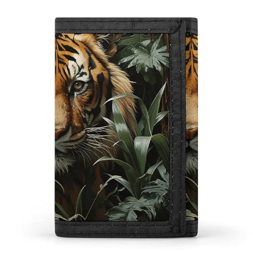 RTFGHJS Dreifach gefaltete Geldbörse für Herren, Ägyptische Pyramiden Münzbörse Slim Geldklammer Kreditkartenetui mit 8 Kartenfächern, Dschungeltiger, Einheitsgröße, Modern von RTFGHJS