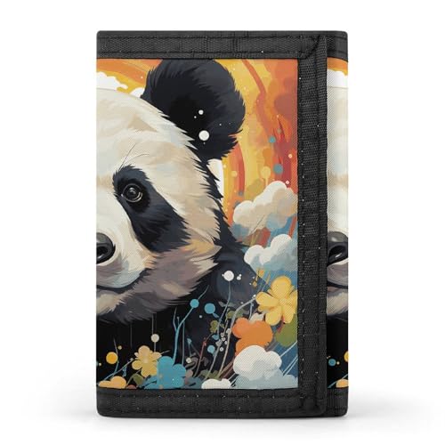 RTFGHJS Dreifach gefaltete Geldbörse für Herren, Ägyptische Pyramiden Münzbörse Slim Geldklammer Kreditkartenetui mit 8 Kartenfächern, Regenbogen Cartoon Panda, Einheitsgröße, Modern von RTFGHJS