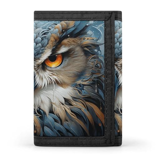 RTFGHJS Dreifach gefaltete Geldbörse für Herren, Ägyptische Pyramiden Münzbörse Slim Geldklammer Kreditkartenetui mit 8 Kartenfächern, eule, Einheitsgröße, Modern von RTFGHJS