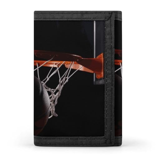 RTFGHJS Dreifach gefaltete Geldbörse für Herren, Chamäleon Münzgeldbörse, schlanke Geldklammer Kreditkartenetui mit 8 Kartenfächern, Basketball, Einheitsgröße, Modern von RTFGHJS