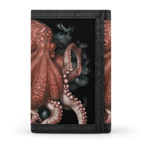 RTFGHJS Dreifach gefaltete Geldbörse für Herren, Chamäleon Münzgeldbörse, schlanke Geldklammer Kreditkartenetui mit 8 Kartenfächern, Oktopus verflochten, Einheitsgröße, Modern von RTFGHJS