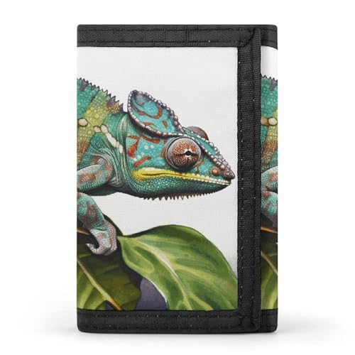 RTFGHJS Dreifach gefaltete Geldbörse für Herren, Chamäleon Münzgeldbörse, schlanke Geldklammer Kreditkartenetui mit 8 Kartenfächern, chameleon, Einheitsgröße, Modern von RTFGHJS