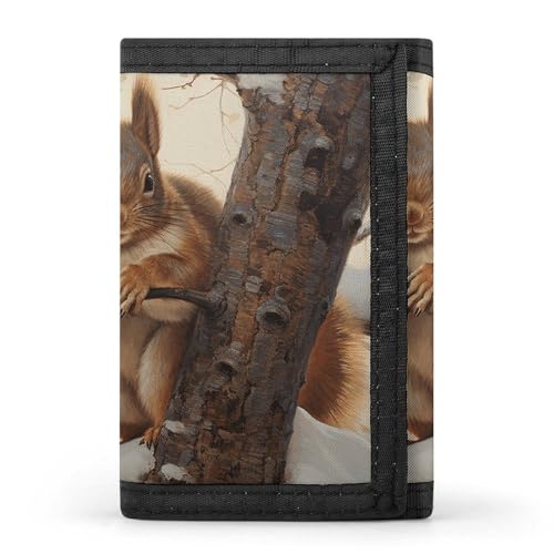 RTFGHJS Dreifach gefaltete Geldbörse für Herren, Hug Tree Faultier-Münzgeldbörse, schlanke Geldklammer Kreditkartenetui mit 8 Kartenfächern, Eichhörnchen auf Baum, Einheitsgröße, Modern von RTFGHJS