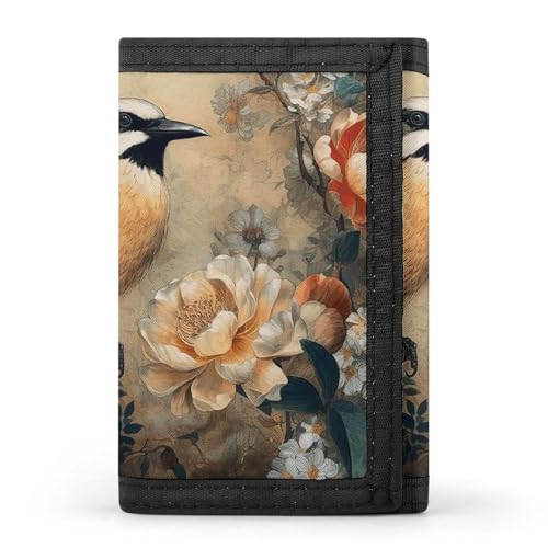 RTFGHJS Dreifach gefaltete Geldbörse für Herren, Hug Tree Faultier-Münzgeldbörse, schlanke Geldklammer Kreditkartenetui mit 8 Kartenfächern, Klassisches Blumenmuster, Einheitsgröße, Modern von RTFGHJS