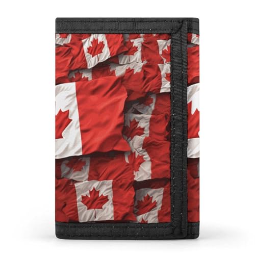 RTFGHJS Dreifach gefaltete Geldbörse für Herren, Lila Schwarz Goth Gruselige Fledermaus Münzgeldbörse Slim Geldklammer Kreditkartenetui mit 8 Kartenfächern, Kanadische Flagge, Einheitsgröße, Modern von RTFGHJS