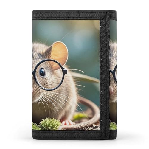 RTFGHJS Dreifach gefaltete Geldbörse für Herren, Pudel Hunde, Münzgeldbörse, schmal, Geldklammer, Kreditkartenetui mit 8 Kartenfächern, Meerschweinchen mit Brille, Einheitsgröße, Modern von RTFGHJS