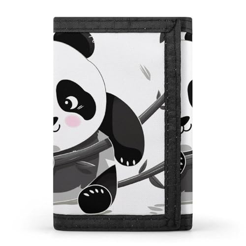 RTFGHJS Dreifach gefaltete Geldbörse für Herren, Rotäugiger Baumfrosch, Münzgeldbörse, schmal, Geldklammer, Kreditkartenetui mit 8 Kartenfächern, Süße Pandas, Einheitsgröße, Modern von RTFGHJS