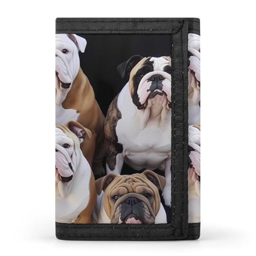 RTFGHJS Dreifach gefaltete Geldbörse für Herren, Wurst auf Feuer, Münzgeldbörse, schmal, Geldklammer, Kreditkartenetui mit 8 Kartenfächern, French Bulldogs, Einheitsgröße, Modern von RTFGHJS