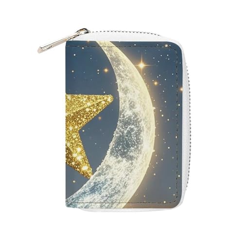 RTFGHJS Farbenfrohes Surfbrett-Kartenetui aus PU-Leder – schlanker, langlebiger Kreditkarten-Organizer für Damen und Herren, Goldene Sterne und Mond, 16x11.5cm RTFGHJS Farbenfrohes Surfbrett-Kartenetui aus PU-Leder – schlanker, langlebiger Kreditkarten-Organizer für Damen und Herren, Goldene Sterne und Mond, 16x11.5cm von RTFGHJS