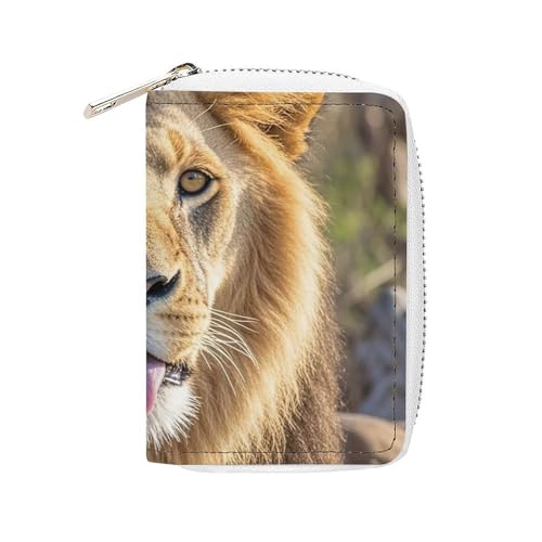 RTFGHJS Ghosts Dance with Magic PU Leather Card Holder - Slim Durable Credit Card Organizer for Men & Women, Löwe steckt die Zunge heraus, 16x11.5cm von RTFGHJS