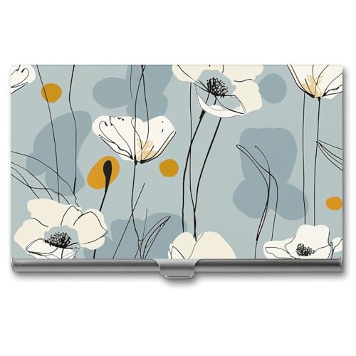 RTFGHJS Hellblaue Blütenblätter Visitenkartenhalter Metall Slim Namenskartenetui Tasche Kartenhalter für Frauen oder Männer Namenskarten Booklet für Profis, Führungskräfte, Hellblaue Blütenblätter, von RTFGHJS