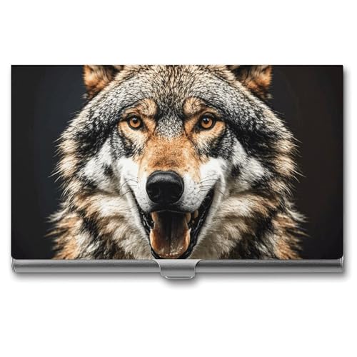 RTFGHJS Hirsch Jagdsaison Visitenkartenhalter Metall Slim Namenskartenetui Tasche Kartenhalter für Frauen oder Männer Namenskarten Booklet für Profis, Führungskräfte, Hungry Like a Wolf, Einheitsgröße von RTFGHJS