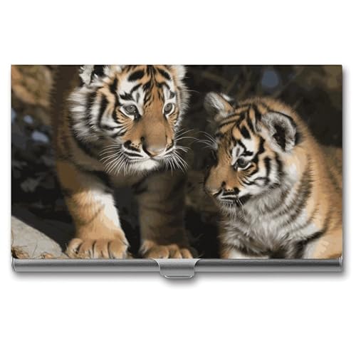 RTFGHJS Kleiner Löwe Visitenkartenhalter Metall Slim Namenskartenetui Pocket Karten Halter für Frauen oder Männer Namenskarten Booklet für Profis, Führungskräfte, Siberischer Tiger, Einheitsgröße von RTFGHJS