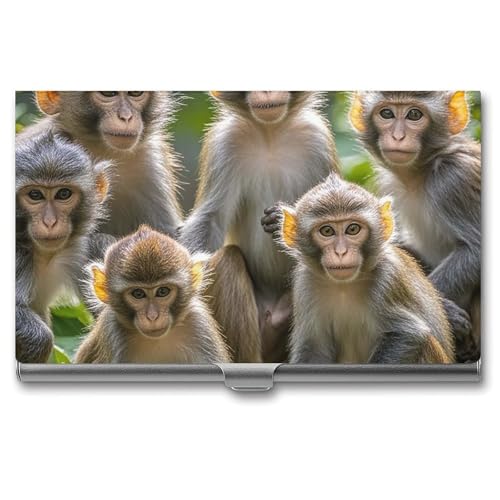 RTFGHJS Monkeys Together Visitenkartenhalter, Metall Slim Namenskartenetui Pocket Karten Halter für Frauen oder Männer, Namenskarten Booklet für Profis, Führungskräfte von RTFGHJS
