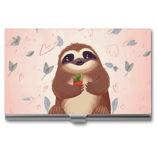 RTFGHJS Niedliches Faultier Visitenkartenhalter Metall Slim Namenskartenetui Tasche Kartenhalter für Frauen oder Männer Namenskarten Booklet für Profis, Führungskräfte von RTFGHJS