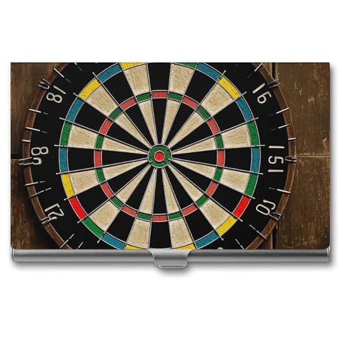 RTFGHJS Palmen Fischerboot Visitenkartenhalter Metall Slim Namenskartenetui Tasche Kartenhalter für Frauen oder Männer Namenskarten Booklet für Profis, Führungskräfte, Dartscheibe, Einheitsgröße von RTFGHJS