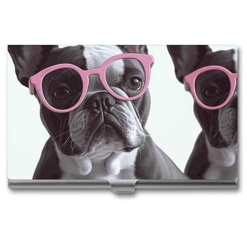 RTFGHJS Red Rose Sugar Skull Visitenkartenhalter Metall Slim Namenskartenetui Pocket Karten Halter für Frauen oder Männer Namenskarten Booklet für Profis, Führungskräfte, Brille Französische von RTFGHJS