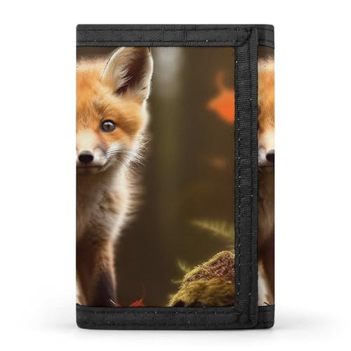 RTFGHJS Trifold Wallet für Herren, Anime Sky Münzgeldbörse, schlanke Geldklammer Kreditkartenetui mit 8 Kartenfächern, Niedlicher Fuchs, Einheitsgröße, Modern von RTFGHJS