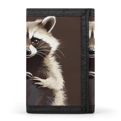 RTFGHJS Trifold Wallet für Herren, Anime Sky Münzgeldbörse, schlanke Geldklammer Kreditkartenetui mit 8 Kartenfächern, Süßer Waschbär, Einheitsgröße, Modern von RTFGHJS