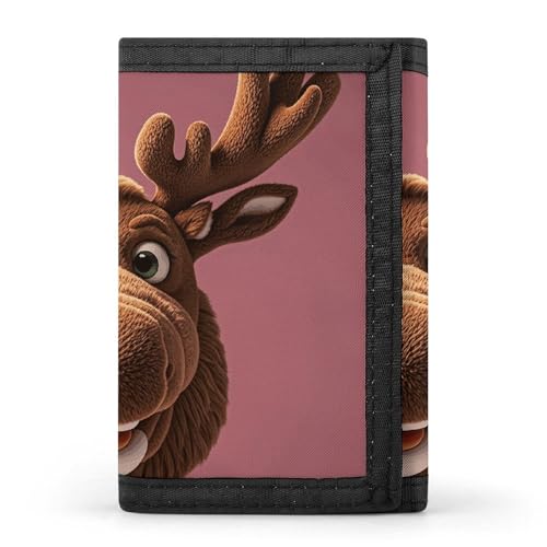 RTFGHJS Trifold Wallet für Herren Deutschland Flagge Adler Münzbörse Slim Geldklammer Kreditkartenetui mit 8 Kartenfächern, Lustiger Weihnachts-Elchkopf, Einheitsgröße, Modern von RTFGHJS