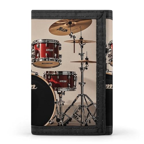 RTFGHJS Trifold Wallet für Herren Deutschland Flagge Adler Münzbörse Slim Geldklammer Kreditkartenetui mit 8 Kartenfächern, Schlagzeug-Set-Standard, Einheitsgröße, Modern von RTFGHJS