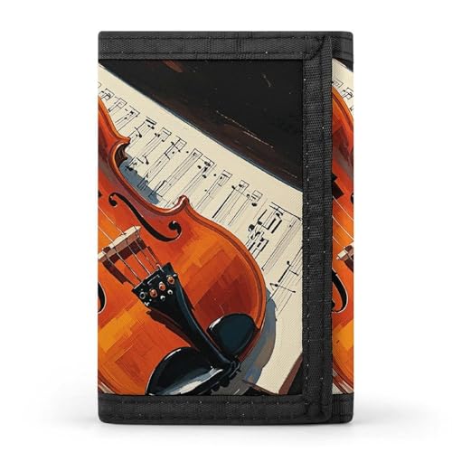 RTFGHJS Trifold Wallet für Herren Deutschland Flagge Adler Münzbörse Slim Geldklammer Kreditkartenetui mit 8 Kartenfächern, Violine Notenblätter, Einheitsgröße, Modern von RTFGHJS