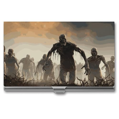 RTFGHJS Viele Zombie Visitenkartenhalter, Metall Slim Namenskartenetui, Taschenkartenhalter für Frauen oder Männer, Namenskarten Booklet für Profis, Führungskräfte, Viele Zombie, Einheitsgröße von RTFGHJS