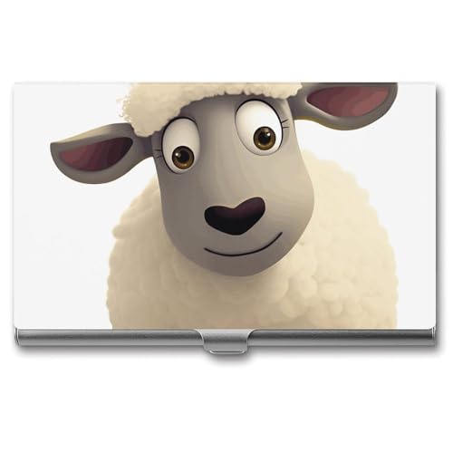 RTFGHJS Visitenkartenetui Schaf, Metall Slim Namenskartenetui Pocket Karten Halter für Frauen oder Männer, Namenskarten Booklet für Profis, Führungskräfte von RTFGHJS