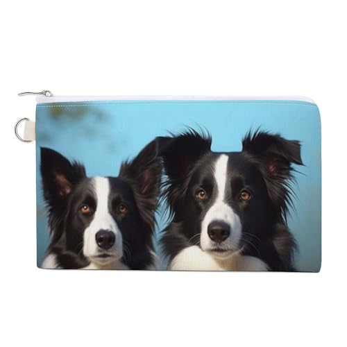 Red Rose Sugar Skull Münzbörse Canvas Geldbörse Niedliche Kleingeldbörse Kleine Aufbewahrungstasche mit Reißverschluss, Border Collie, Einheitsgröße, Blumen und Tiere von RTFGHJS