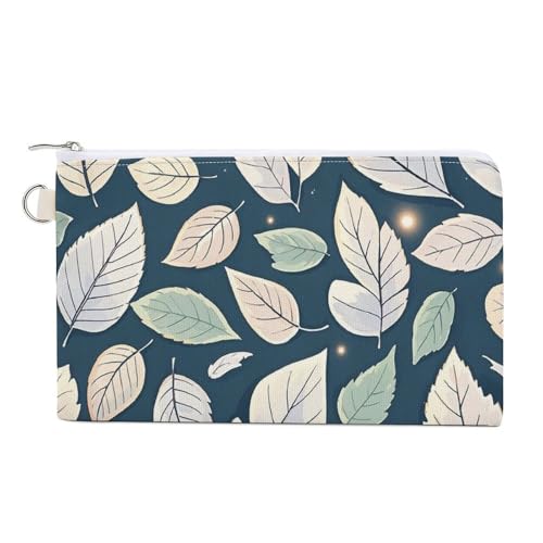 Schöne Gänseblümchen Münzbörse Canvas Geldbörse Niedliche Kleingeldbörse Kleine Aufbewahrungstasche mit Reißverschluss, Weißes Blattmuster, Einheitsgröße, Blumen und Tiere von RTFGHJS