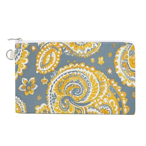 Schöne Geldbörse mit Gänseblümchen-Motiv, Segeltuch, niedliches Kleingeld, kleine Aufbewahrungstasche mit Reißverschluss, Gelbes Paisleymuster, Einheitsgröße, Blumen und Tiere von RTFGHJS