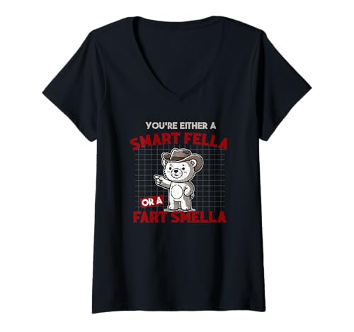 Damen Du bist entweder ein kluger Kerl oder Furz riecht Lustiges Furzen T-Shirt mit V-Ausschnitt von RTG Fart Smella Funny Designs