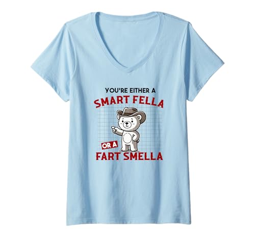 Damen Du bist entweder ein kluger Kerl oder Furz riecht Lustiges Furzen T-Shirt mit V-Ausschnitt von RTG Fart Smella Funny Designs