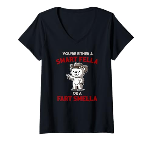 Damen Du bist entweder ein kluger Kerl oder Furz riecht Lustiges Furzen T-Shirt mit V-Ausschnitt von RTG Fart Smella Funny Designs