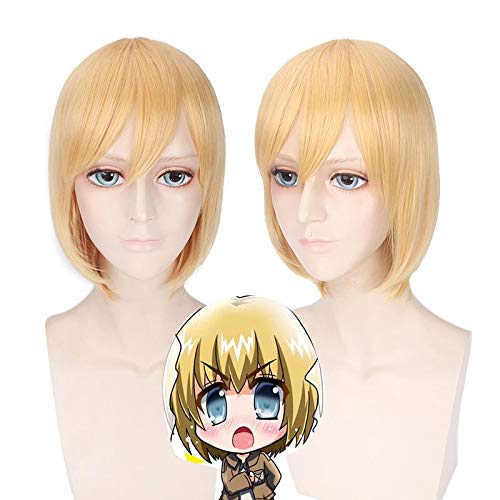 Wig for Matching Clothes Dressing Up Masquerade Cos Wig Attacking Giant Armin Arnold Mixed Gold Thickened Anime Wig 215 von RTGFS