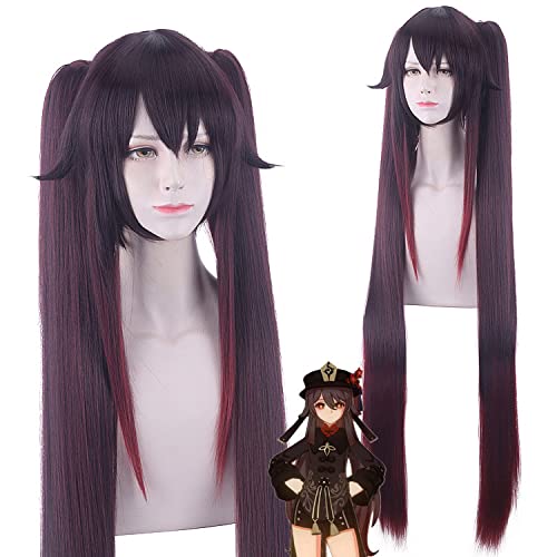 Wig for Matching Clothes Dressing Up Masquerade Cosplay Wig Original God Walnut Double Ponytail Gradient Tiger Clip Wig von RTGFS