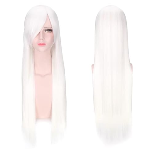 Wig for Matching Clothes Dressing Up Masquerade Cosplay Wig Universal 80Cm Color Long Straight Hair Style For Men And Women Universal Straight Hair Color:Zf80-09 White (Rose Net) von RTGFS