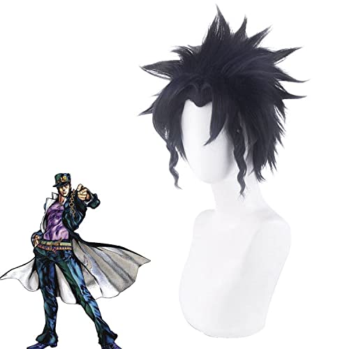 Wig for Matching Clothes Dressing Up Masquerade Jojo'S Bizarre Adventure Part 3 Kojo Jotaro Cos Wig Blue And Black Reverse Warp von RTGFS