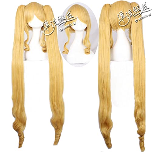 Wig for Props Matching Performance Modeling Cos Wig Mixed Gold Double Tiger Mouth + Temple Rose Girl Real Red Anime Wig von RTGFS