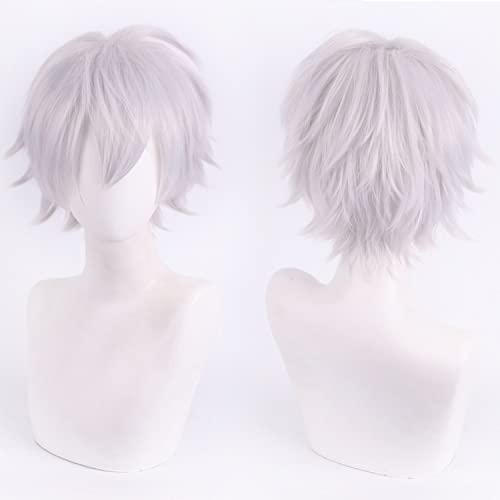 Wig for Props Matching Performance Modeling Cos Wig Time Man Qiao Lingcheng Hour Black Tie Hair 37 Points Lu Guang Silver White Anti-Warping Color: Lu Guang von RTGFS