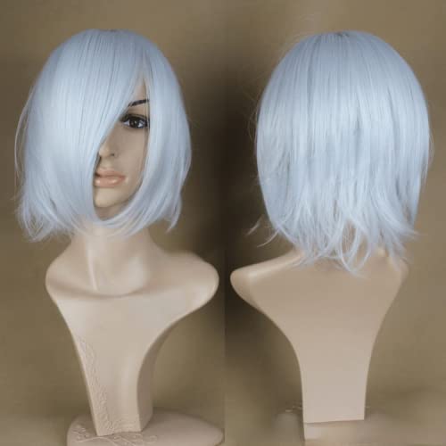 Wig for Props Matching Performance Modeling Cosplay Wig Silver Gray Short Hair Reverse Long Bangs Anime Wig 227 von RTGFS